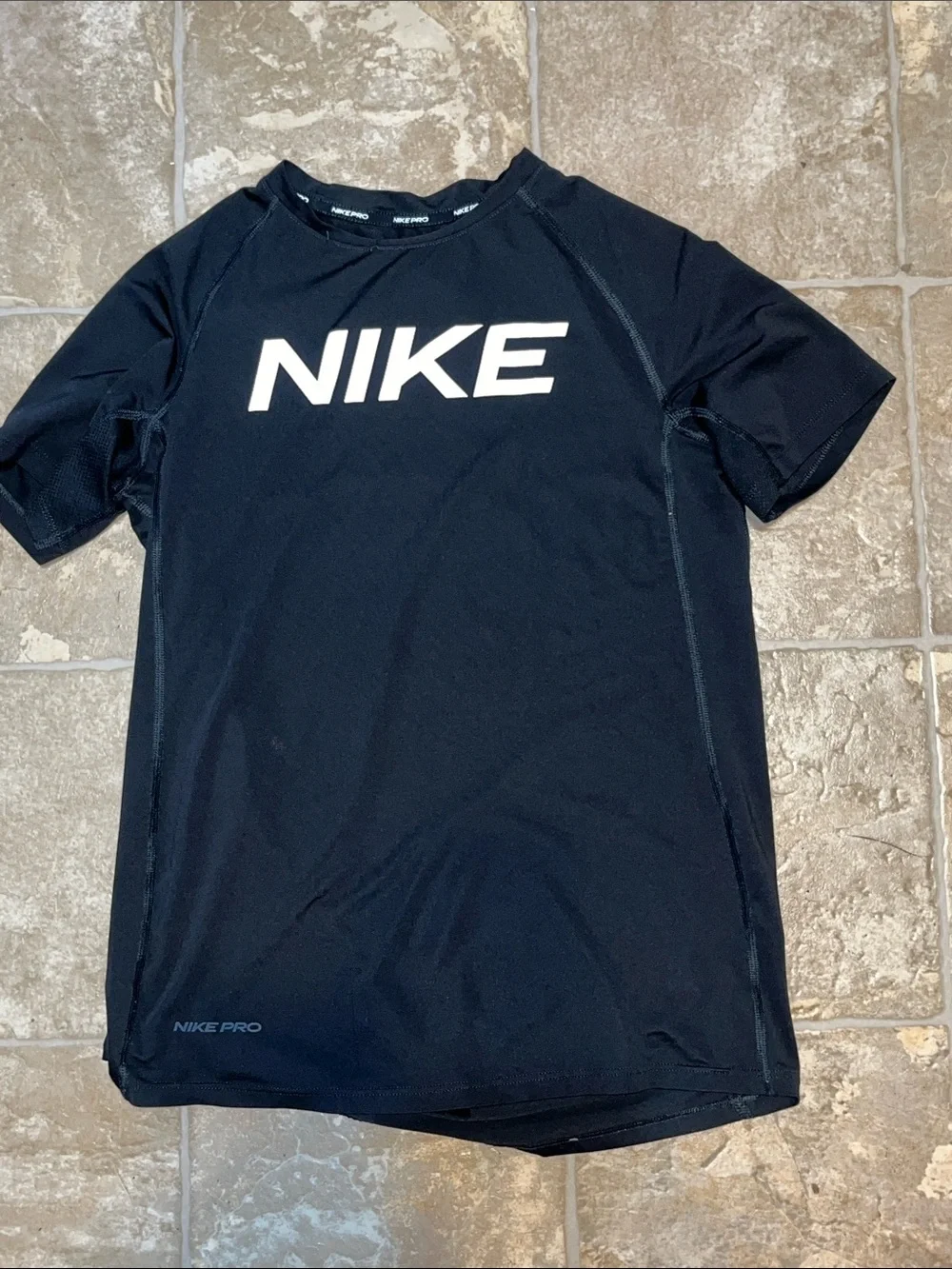 Nike Black Short-Sleeve Performance Tee with White Logo